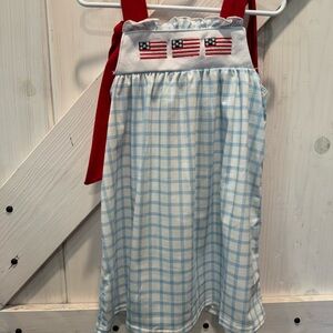 Red and Blue Checkered Dress with Flag Detail